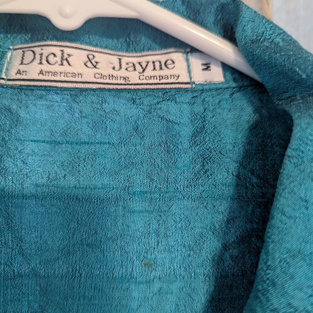 105. Blue Boxy Button Down Shirt with Notched Collar - Picture 3 of 4